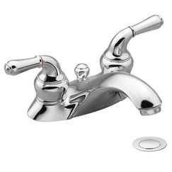 Chrome two-handle low arc bathroom faucet