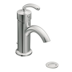 Chrome one-handle low arc bathroom faucet