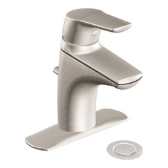 Brushed nickel one-handle low arc bathroom faucet